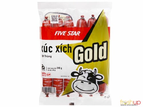 Xúc xích bò tiệt trùng Five Star Gold C.P gói 240g