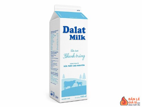 Sữa tươi thanh trùng nguyên chất Dalat Milk hộp 1 lít