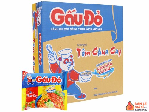 Thùng 30 gói mì Gấu Đỏ tôm chua cay 63g