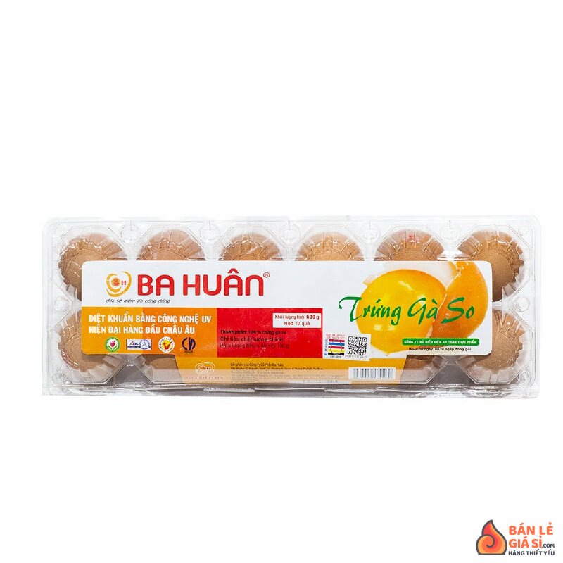 Trứng gà so dinh dưỡng Ba Huân hộp 12 quả