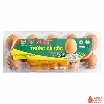 Trứng gà gộc Ba Huân hộp 10 quả