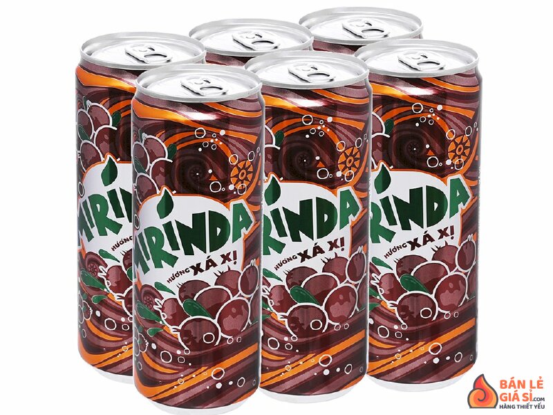 6 lon nước ngọt Mirinda hương xá xị 330ml