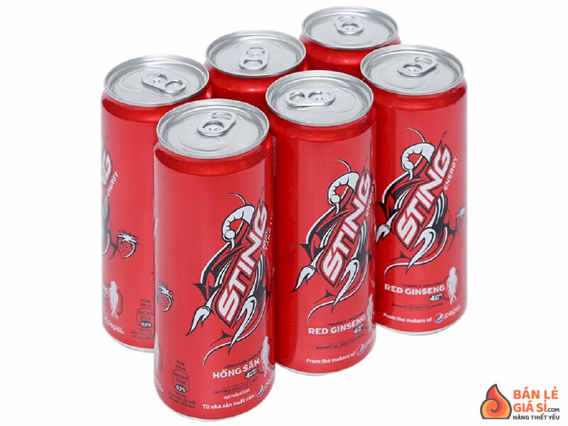 6 lon nước tăng lực Sting hương dâu 330ml