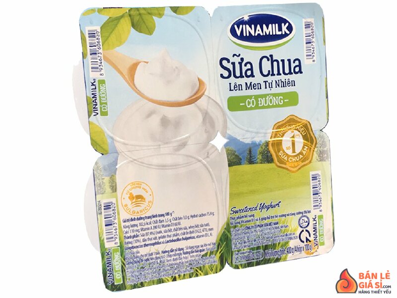 Lốc 4 hộp sữa chua Vinamilk có đường 100g