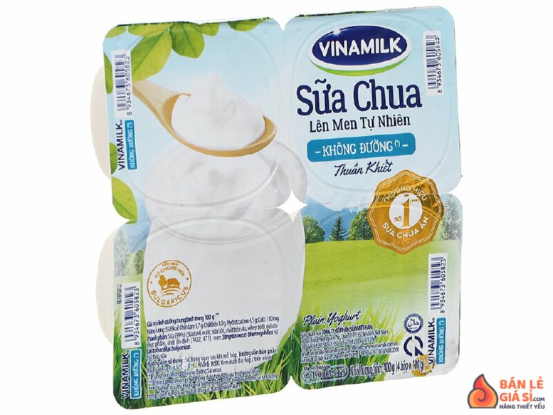 Lốc 4 hộp sữa chua Vinamilk không đường 100g