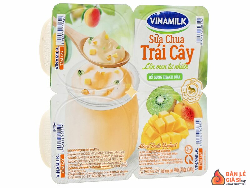 Lốc 4 hộp sữa chua Vinamilk trái cây 100g