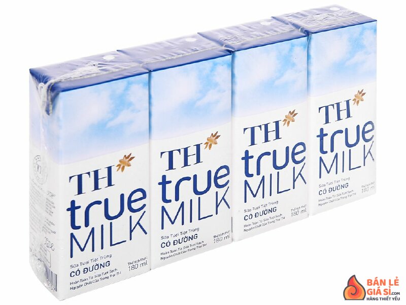 Lốc 4 hộp sữa tươi tiệt trùng có đường TH true MILK 180ml