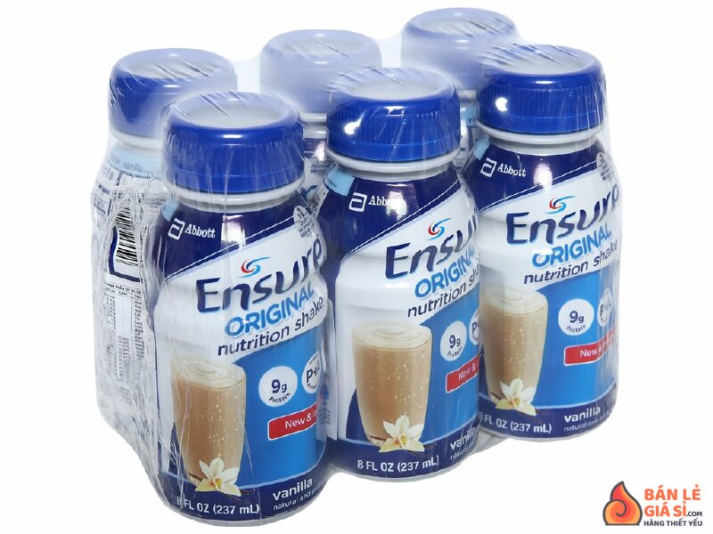 Lốc 6 chai sữa bột pha sẵn Ensure Original vani 237ml