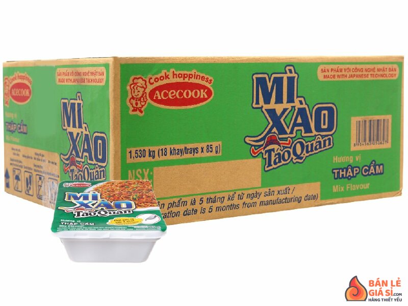 Thùng 18 khay mì xào Táo Quân thập cẩm 85g