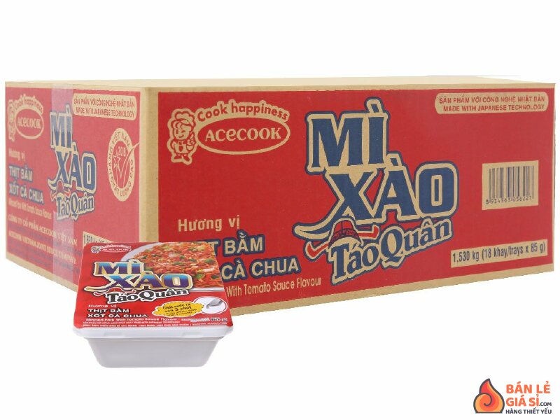 Thùng 18 khay mì xào Táo Quân vị thịt bằm xốt cà 85g