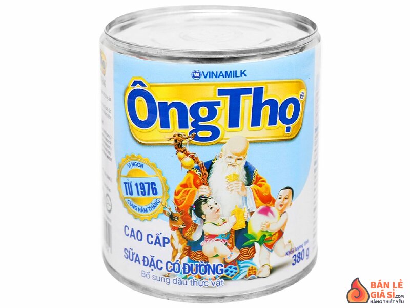 Sữa đặc có đường Ông Thọ Trắng nhãn xanh lon 380g