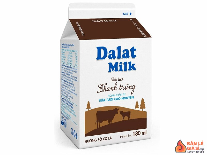 Sữa tươi thanh trùng hương socola Dalat Milk hộp 180ml