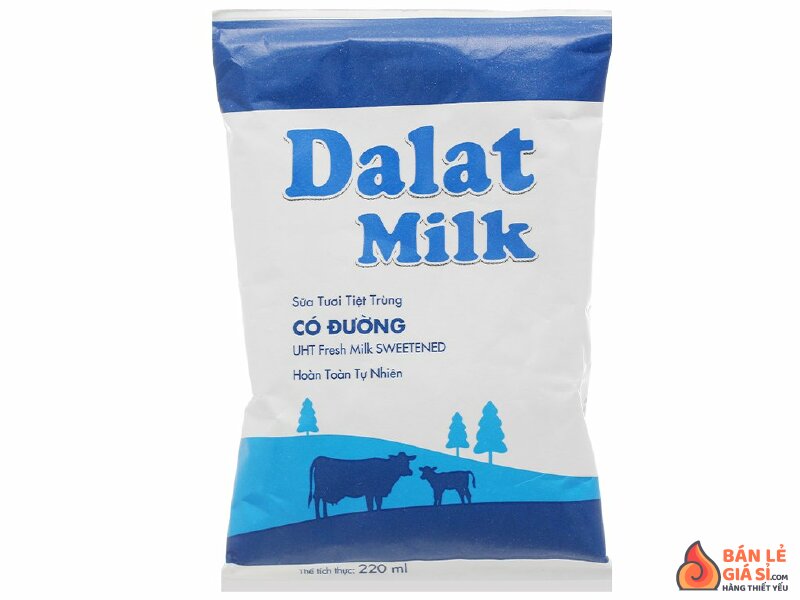 Sữa tươi tiệt trùng có đường Dalat Milk bịch 220ml