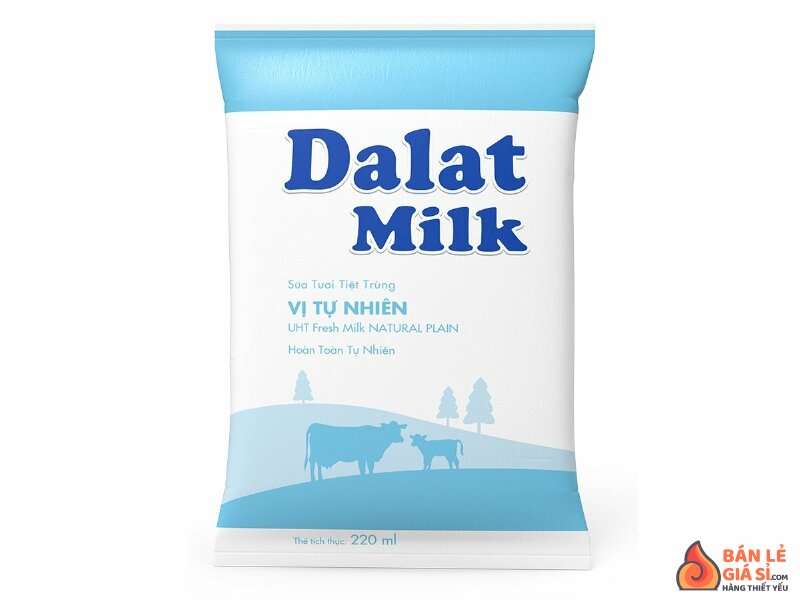 Sữa tươi tiệt trùng vị tự nhiên Dalat Milk bịch 220ml