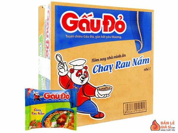 Thùng 30 gói mì Gấu Đỏ rau nấm 62g